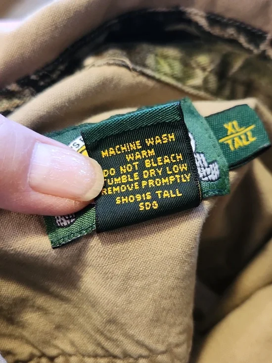 Cabela's Tan Camo Accent Button Down Collar Shirt Size XL Tall Hunting Outdoors - Picture 9 of 10